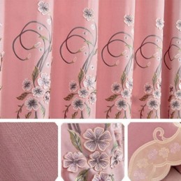 Rideau En Chenille Sur Mesure Avec Broderie Florale Moderne