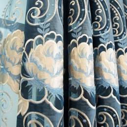 Rideau En Chenille Sur Mesure, Style Européen, Broderie Florale
