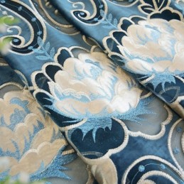 Rideau En Chenille Sur Mesure, Style Européen, Broderie Florale