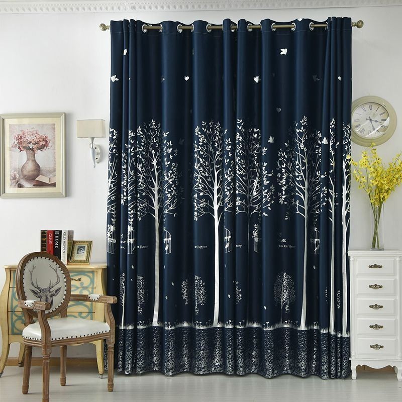 Rideau Occultant Sur Mesure Motif Arbres Minimalistes Nordiques