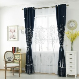 Rideau Occultant Sur Mesure Motif Arbres Minimalistes Nordiques