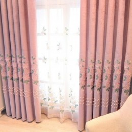 Rideau En Chenille Sur Mesure Avec Broderie Florale Moderne