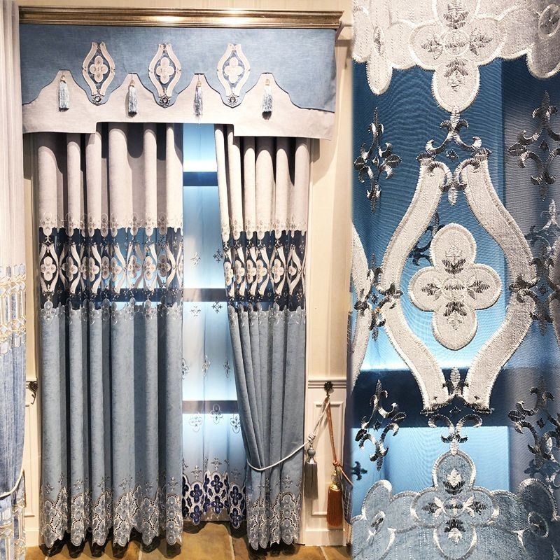 Rideau En Chenille Sur Mesure, Style Européen, Broderie Florale