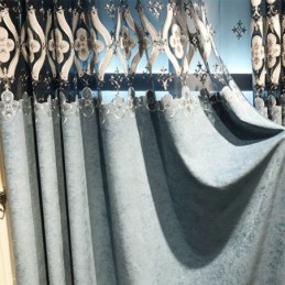 Rideau En Chenille Sur Mesure, Style Européen, Broderie Florale