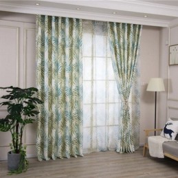 Rideau Occultant Imprimé Tropical, Sur Mesure, En Tulle, Motif Feuilles Américaines, Pour Chambre À Coucher
