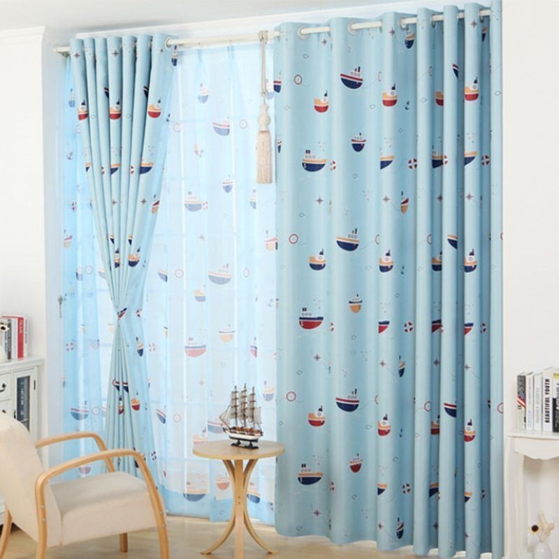 Rideaux Occultants Imprimés À Motifs De Navires Pour Enfants, Rideau Sur Mesure Pour Chambre D'Enfant
