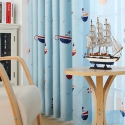 Rideaux Occultants Imprimés À Motifs De Navires Pour Enfants, Rideau Sur Mesure Pour Chambre D'Enfant