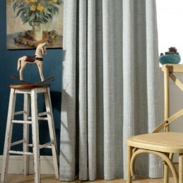 Rideau Nordique Sur Mesure Minimaliste En Coton Et Lin, Couleur Unie