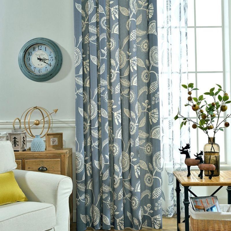 Rideau Moderne Sur Mesure En Coton Imprimé Plantes