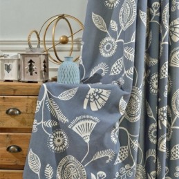 Rideau Moderne Sur Mesure En Coton Imprimé Plantes