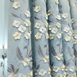 Rideau En Chenille Sur Mesure, Style Nordique, Broderie Florale