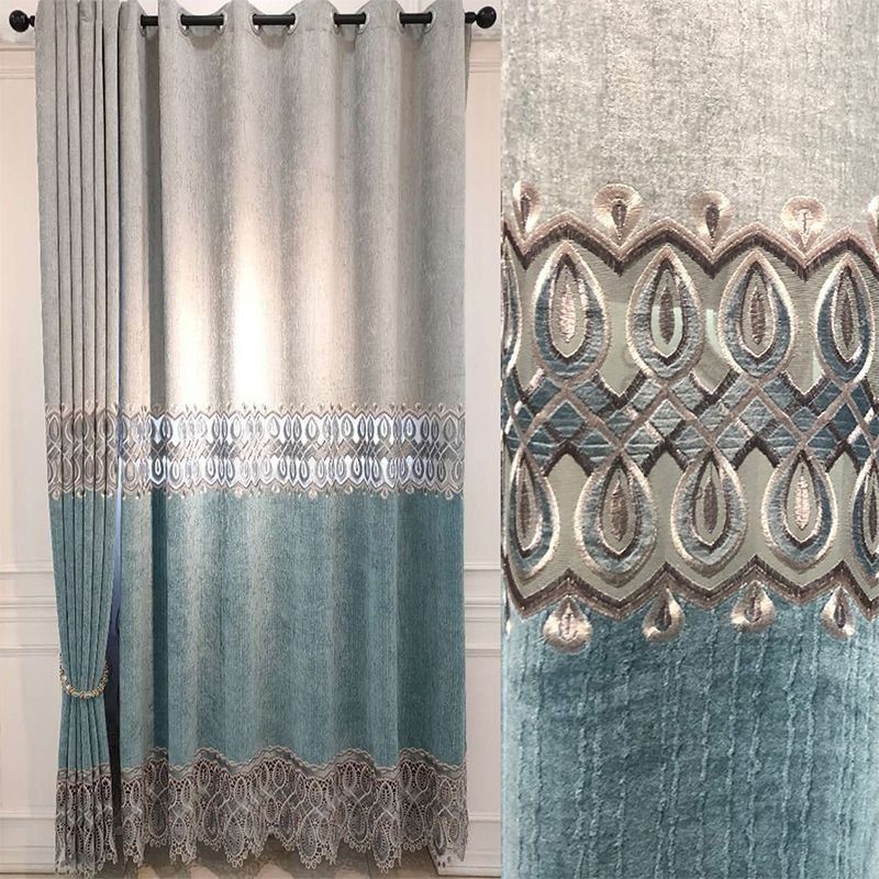 Rideau En Chenille Sur Mesure, Broderie Moderne, Pour Salon