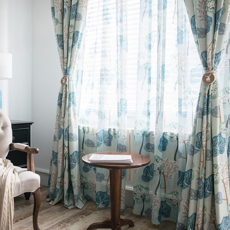 Rideau Moderne Sur Mesure En Coton Imprimé Arbres