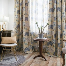 Rideau Moderne Sur Mesure En Coton Imprimé Arbres