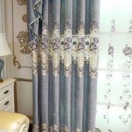 Rideau Sur Mesure En Velours Italien Avec Broderie Florale