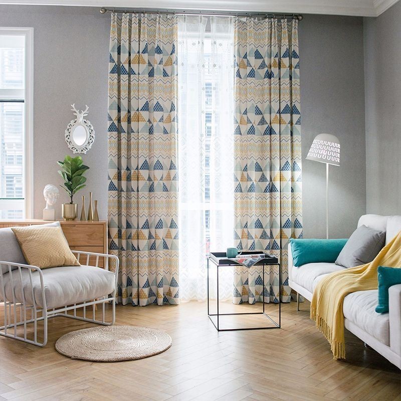Rideau Moderne Sur Mesure En Coton Imprimé Triangle