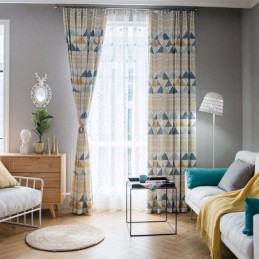 Rideau Moderne Sur Mesure En Coton Imprimé Triangle