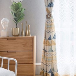 Rideau Moderne Sur Mesure En Coton Imprimé Triangle