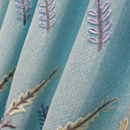 Rideau De Style Européen Sur Mesure En Coton Et Lin Avec Broderies Végétales