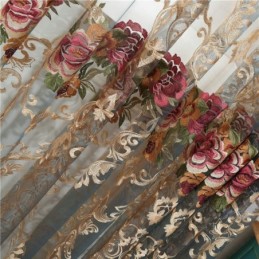 Rideau Transparent De Luxe Sur Mesure, Broderie De Couleur Dégradée Américaine, Traitement De Fenêtre De Chambre À Coucher