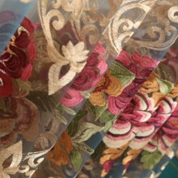 Rideau Transparent De Luxe Sur Mesure, Broderie De Couleur Dégradée Américaine, Traitement De Fenêtre De Chambre À Coucher