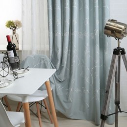 Rideau Nordique Sur Mesure En Coton Brodé De Feuilles