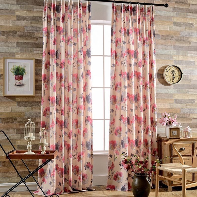 Rideau Moderne Sur Mesure En Coton Imprimé Fleurs