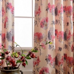 Rideau Moderne Sur Mesure En Coton Imprimé Fleurs
