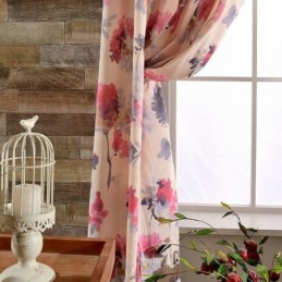 Rideau Moderne Sur Mesure En Coton Imprimé Fleurs