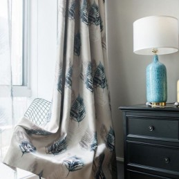 Rideau Moderne Sur Mesure Imprimé Plumes Pour La Maison