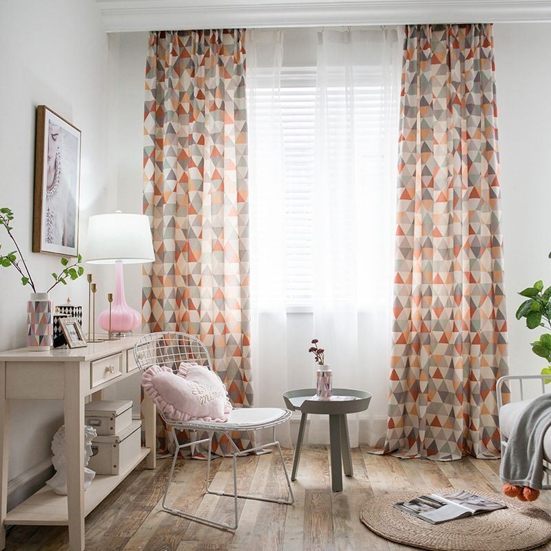 Rideau Moderne Sur Mesure En Coton Imprimé Triangle