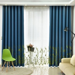 Rideau Moderne Sur Mesure En Velours Et Chanvre À Motif Végétal Frais
