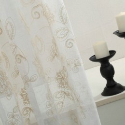Rideau Transparent Simple Sur Mesure, Broderie Florale Abstraite, Traitement De Fenêtre
