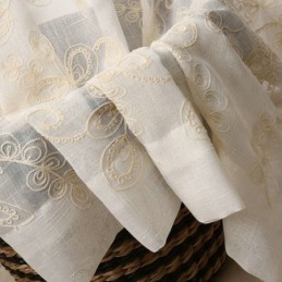 Rideau Transparent Simple Sur Mesure, Broderie Florale Abstraite, Traitement De Fenêtre