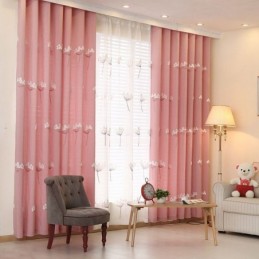 Rideau Nordique Sur Mesure Avec Broderie Florale Minimaliste