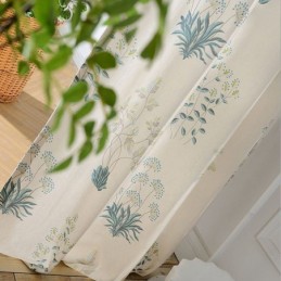 Rideau Nordique Sur Mesure En Coton Imprimé Plantes