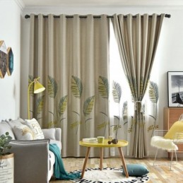 Rideau Nordique Sur Mesure En Polyester À Motif De Feuilles
