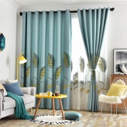 Rideau Nordique Sur Mesure En Polyester À Motif De Feuilles