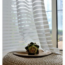 Rideau Transparent Simple Et Moderne Sur Mesure, À Rayures, En Jacquard, Pour Salon, Bureau, Tissu Polyvalent