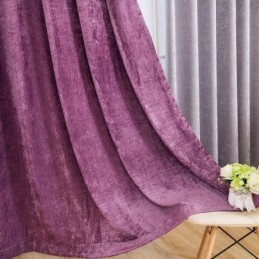 Rideau De Style Américain Antique Sur Mesure En Chenille Violet Uni, Tissu Occultant Pour Chambre À Coucher