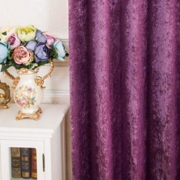 Rideau De Style Américain Antique Sur Mesure En Chenille Violet Uni, Tissu Occultant Pour Chambre À Coucher