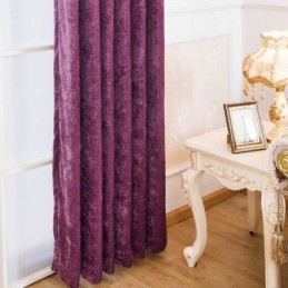 Rideau De Style Américain Antique Sur Mesure En Chenille Violet Uni, Tissu Occultant Pour Chambre À Coucher