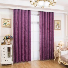 Rideau De Style Américain Antique Sur Mesure En Chenille Violet Uni, Tissu Occultant Pour Chambre À Coucher