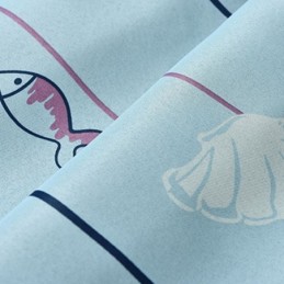 Rideaux Occultants Bleus À Motifs De Poissons De Dessin Animé, Rideau Imprimé Sur Mesure Pour Chambre D'Enfant