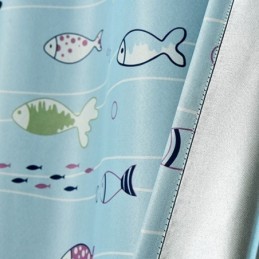 Rideaux Occultants Bleus À Motifs De Poissons De Dessin Animé, Rideau Imprimé Sur Mesure Pour Chambre D'Enfant