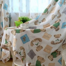 Rideau Sur Mesure Motif Ours De Dessin Animé, Joli Rideau Pour Chambre De Garçon Et De Fille