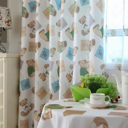 Rideau Sur Mesure Motif Ours De Dessin Animé, Joli Rideau Pour Chambre De Garçon Et De Fille