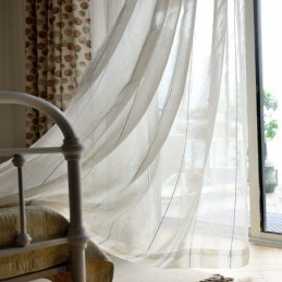 Rideau Transparent Japonais Simple Sur Mesure, Rideau À Grandes Rayures, Tissu Jacquard En Lin Blanc
