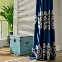 Rideau Nordique Simple Sur Mesure, Broderie Bleue, Tissu Pour Salon Et Bureau