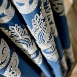 Rideau Nordique Simple Sur Mesure, Broderie Bleue, Tissu Pour Salon Et Bureau